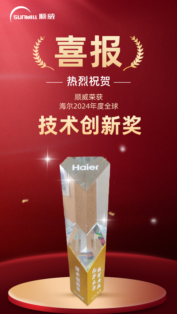 共创共赢！顺威荣获海尔 2024全球技术创新奖 